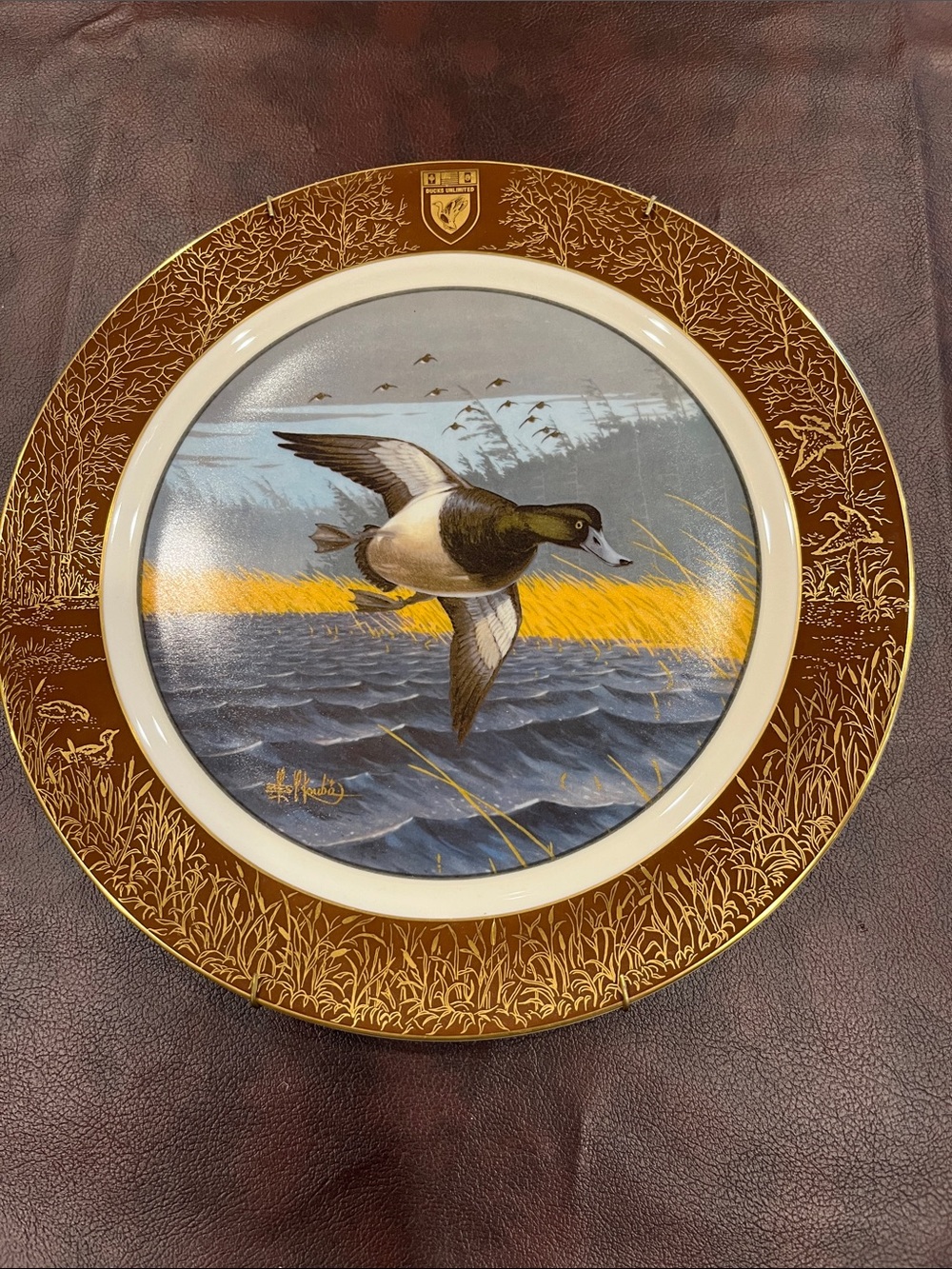 Ducks Unlimited Decorative Plate - Brown and Gold Wall Decor